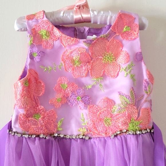 Purple Dress with pink Flowers - Picture 2 of 8
